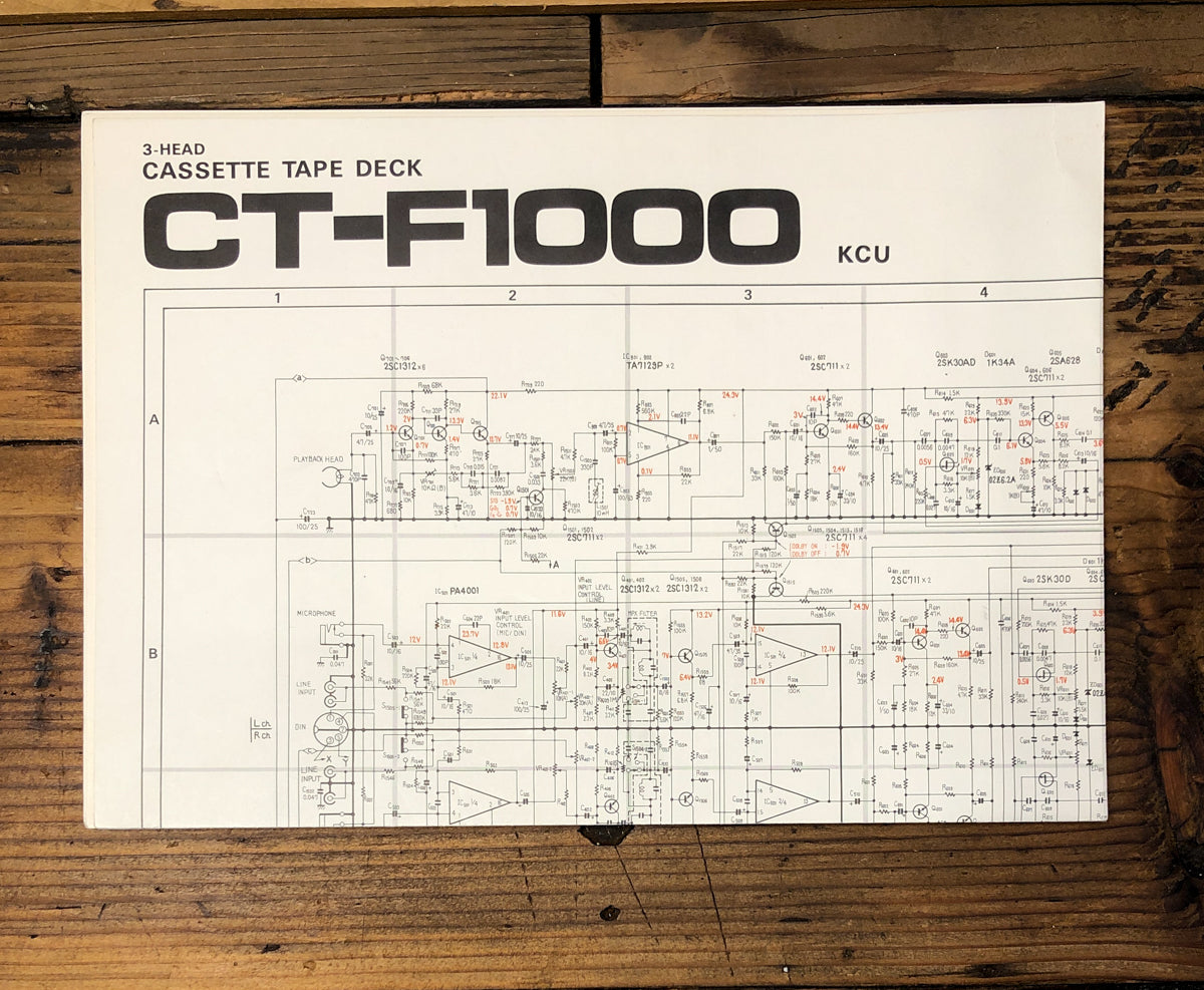 Pioneer CT-F1000 KCU Cassette  Fold Out Schematic *Original*