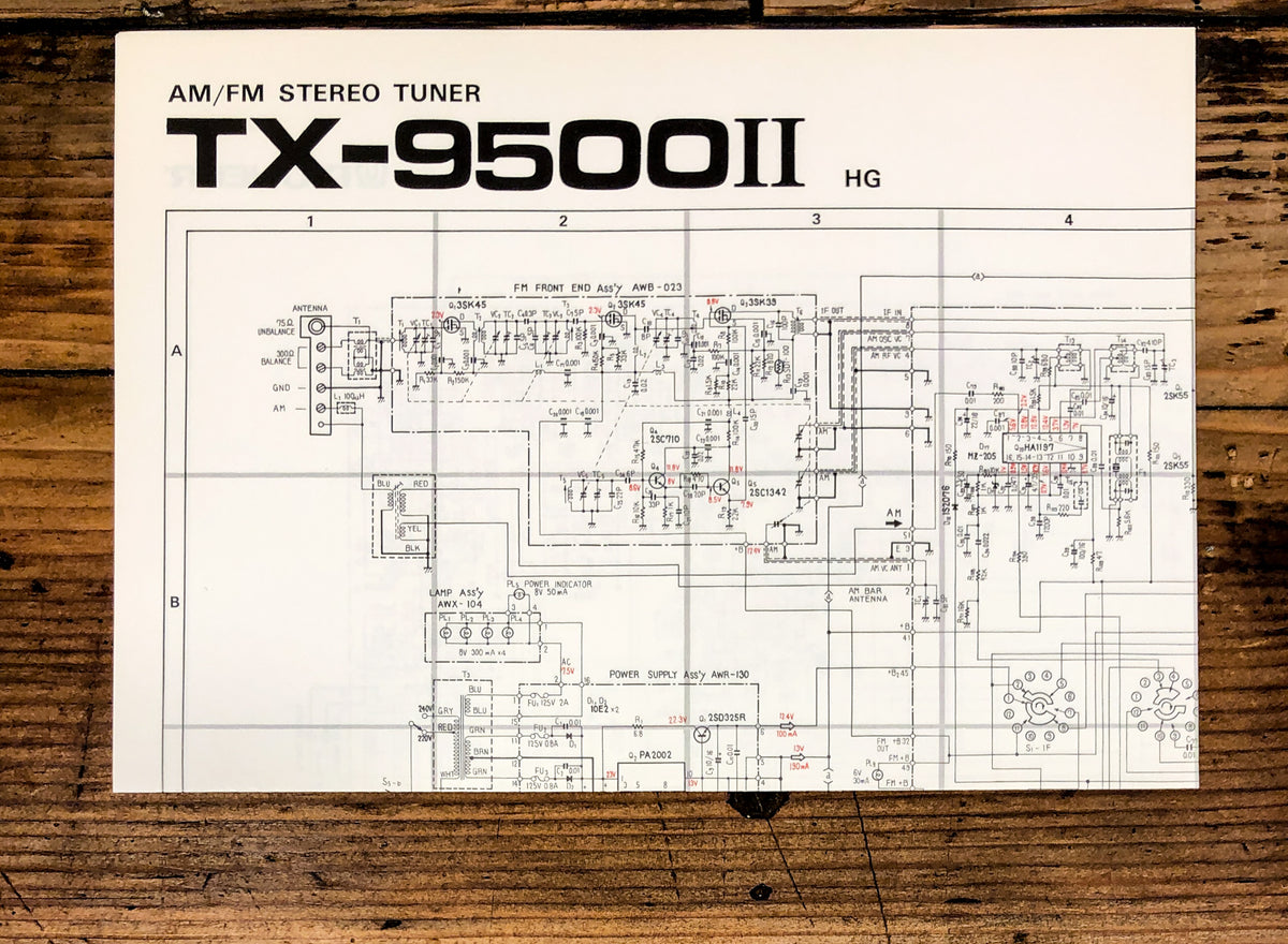 Pioneer TX-9500 MK2 II HG Tuner Large Fold Out Schematic *Original*