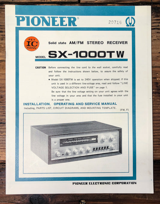 Pioneer SX-1000TW Receiver Owner & Service Manual *Original*