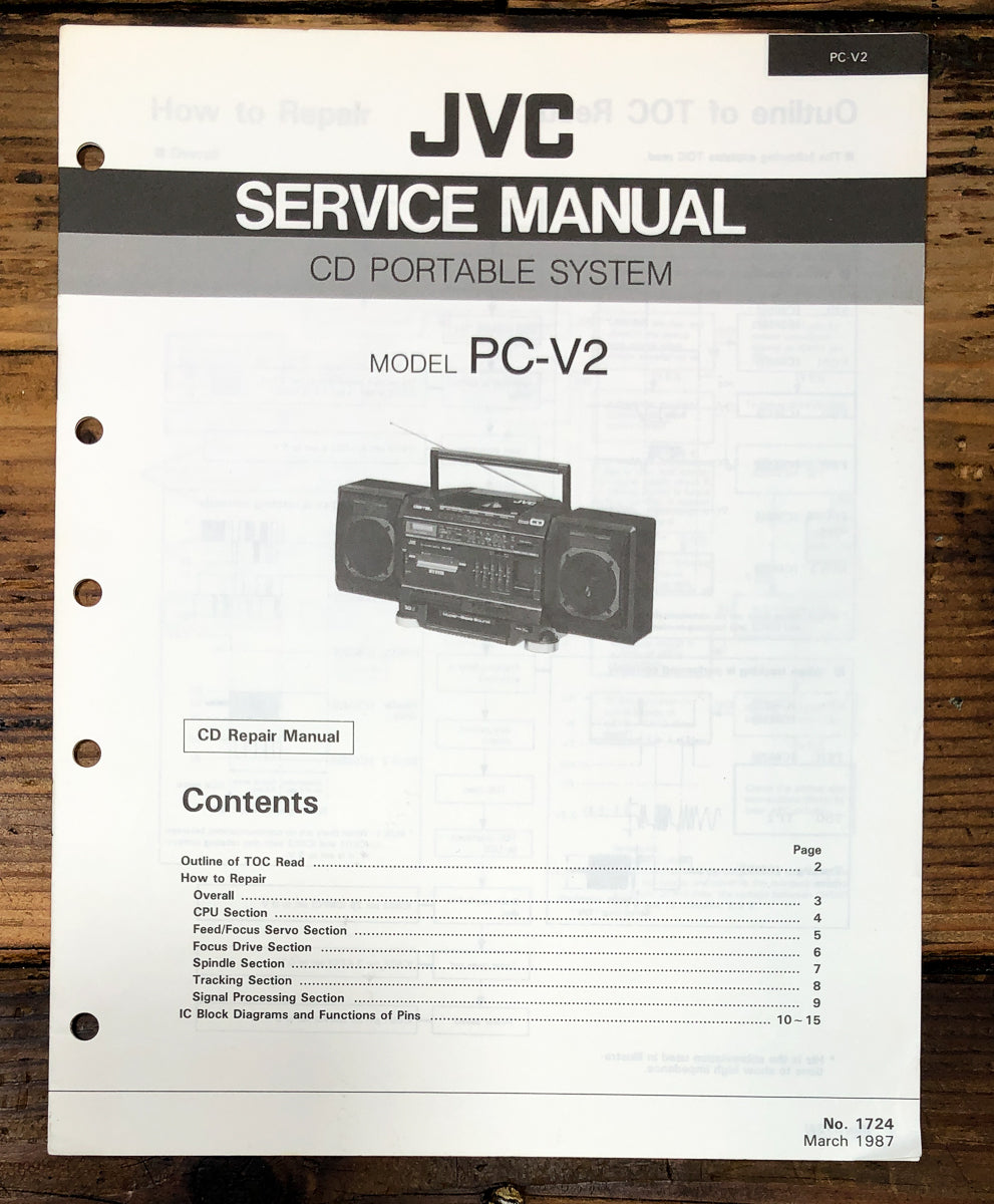 JVC PC-V2 Radio Cassette CD Repair Manual Service Manual *Original*