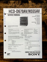 Sony HCD-D670AV -N555AV Stereo  Service Manual *Original*