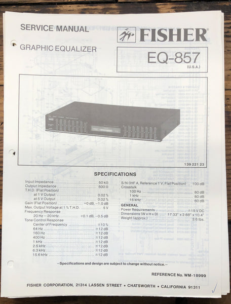 Fisher EQ-857 Equalizer  Service Manual *Original*