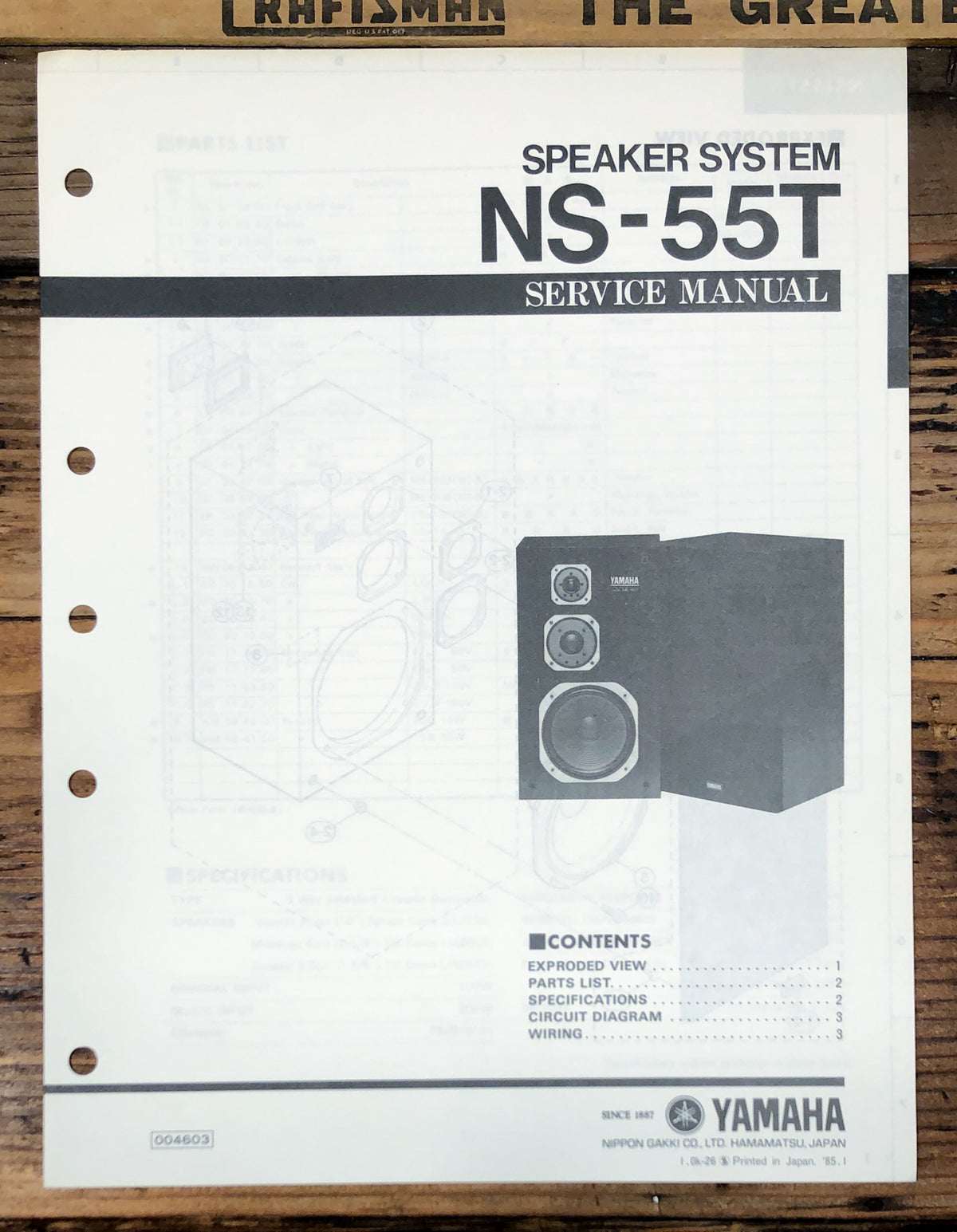 Yamaha NS-55T Speaker Service Manual *Original*