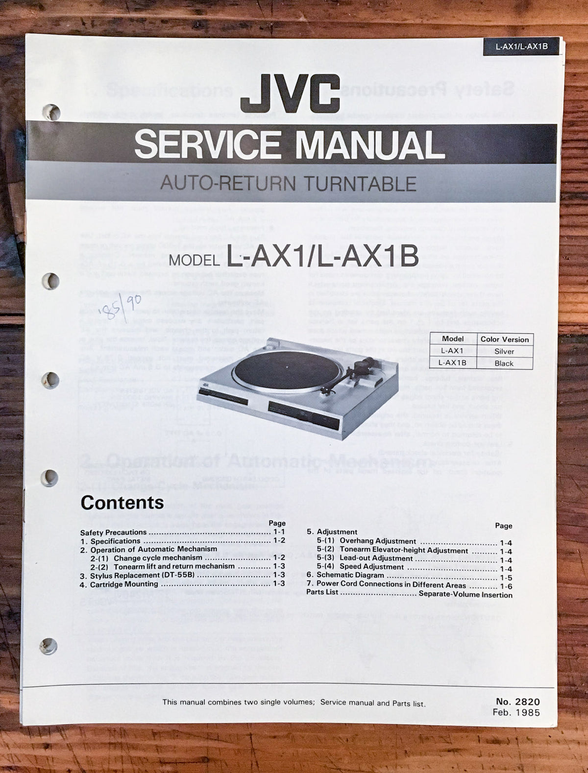 JVC L-AX1 L-AX1B Record Player / Turntable  Service Manual *Original*