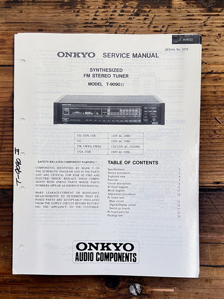 Sony T-9090 II Tuner  Service Manual *Original*