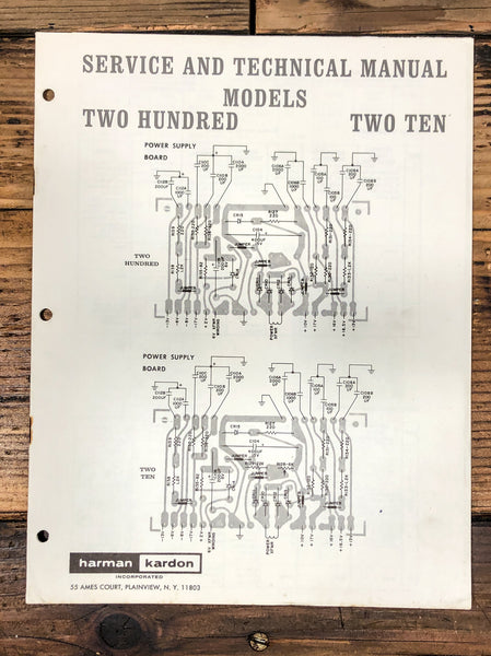 Harman Kardon Model 200 210 Receiver Service Manual *Original*