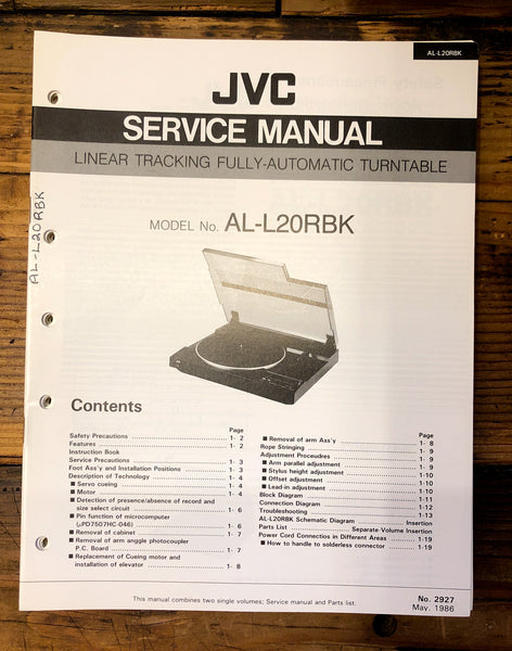 JVC AL-L20 -L20RBK Record Player  Service Manual *Original*