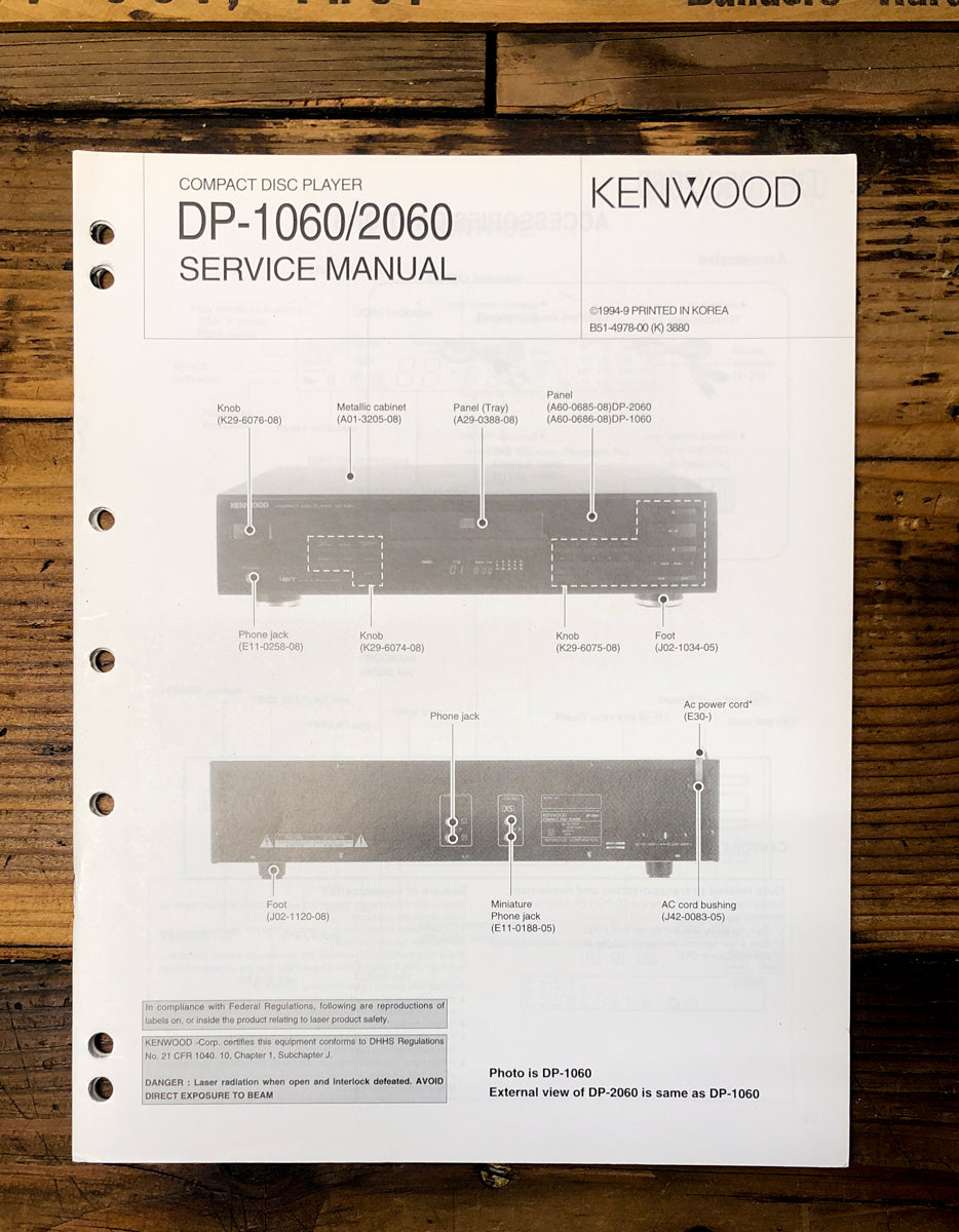 Kenwood DP-1060 DP-2060 CD Player  Service Manual *Original*