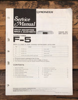 Pioneer F-5 Tuner  Service Manual *Original*