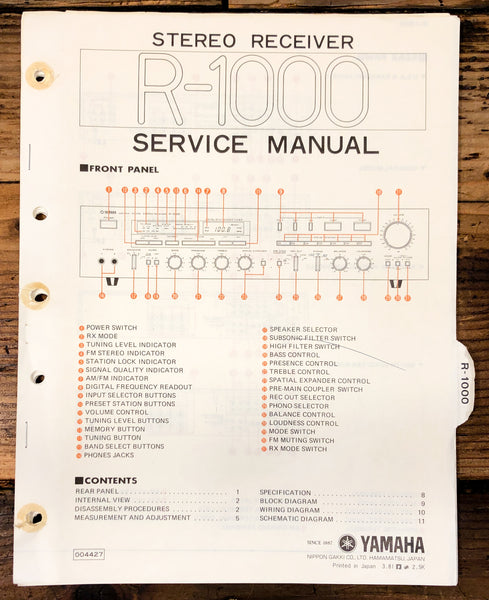 Yamaha R-1000 Receiver  Service Manual *Original*
