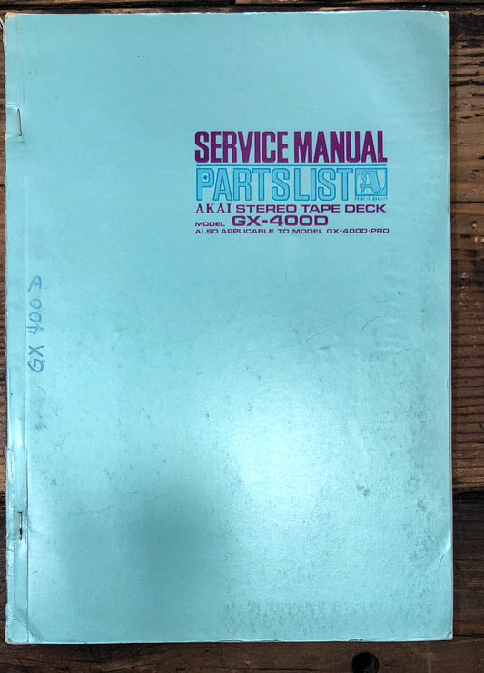 Akai GX-400D Reel to Reel Service Manual *Original*