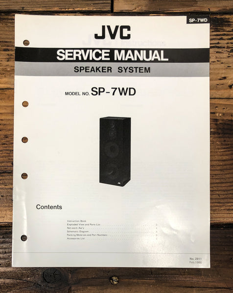 JVC SP-7 WD Speaker Service Manual *Original*
