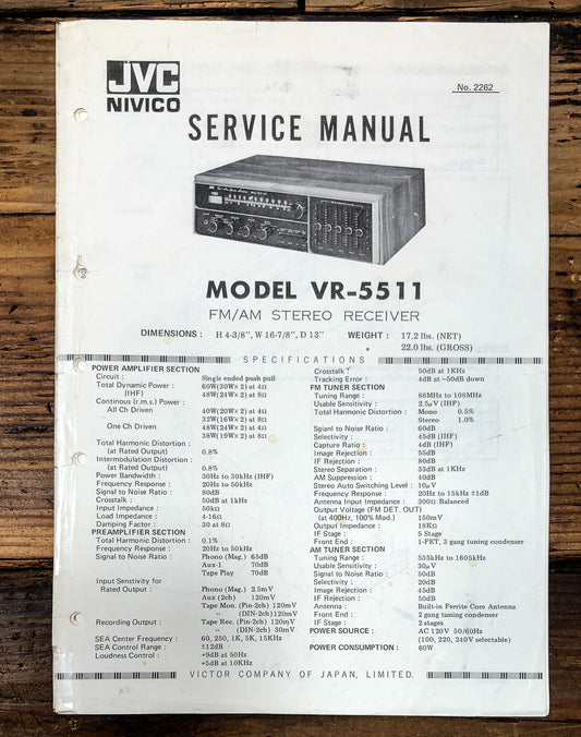 JVC VR-5511 Receiver Service Manual *Original*