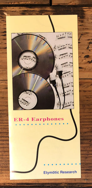 Etymotic Research ER-4 Earphones  Dealer Brochure *Orig*