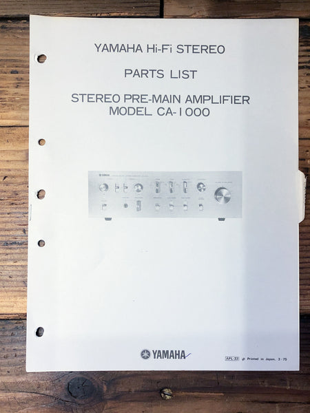 Yamaha CA-1000 Amplifier Parts List Manual  *Original*