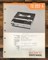 Sony TC-222A TC-222-A Cassette Service Manual *Original*