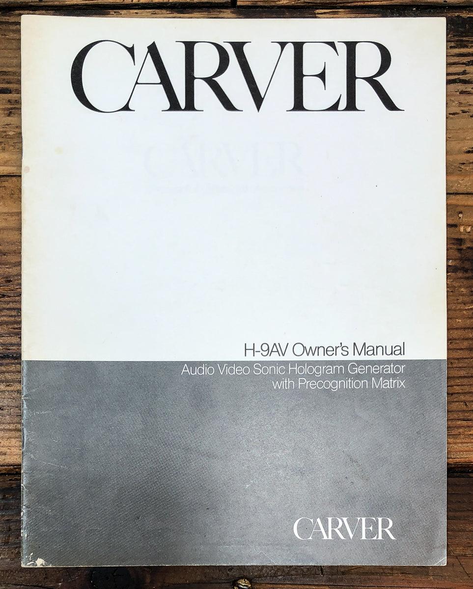 Carver H-9AV Hologram Generator Owners / User Manual *Original*