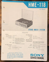 Sony HME-118 Stereo  Service Manual *Original*