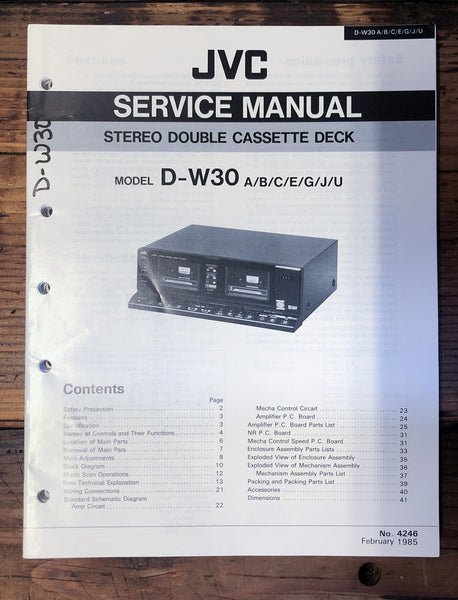 JVC D-W30 Cassette  Service Manual *Original*