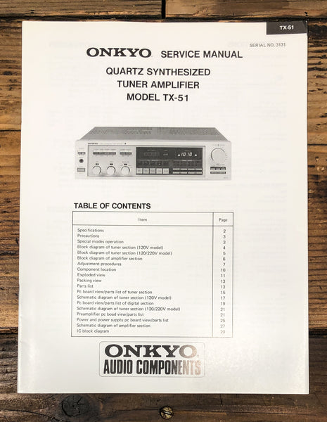 Onkyo TX-51 Receiver Service Manual *Original*