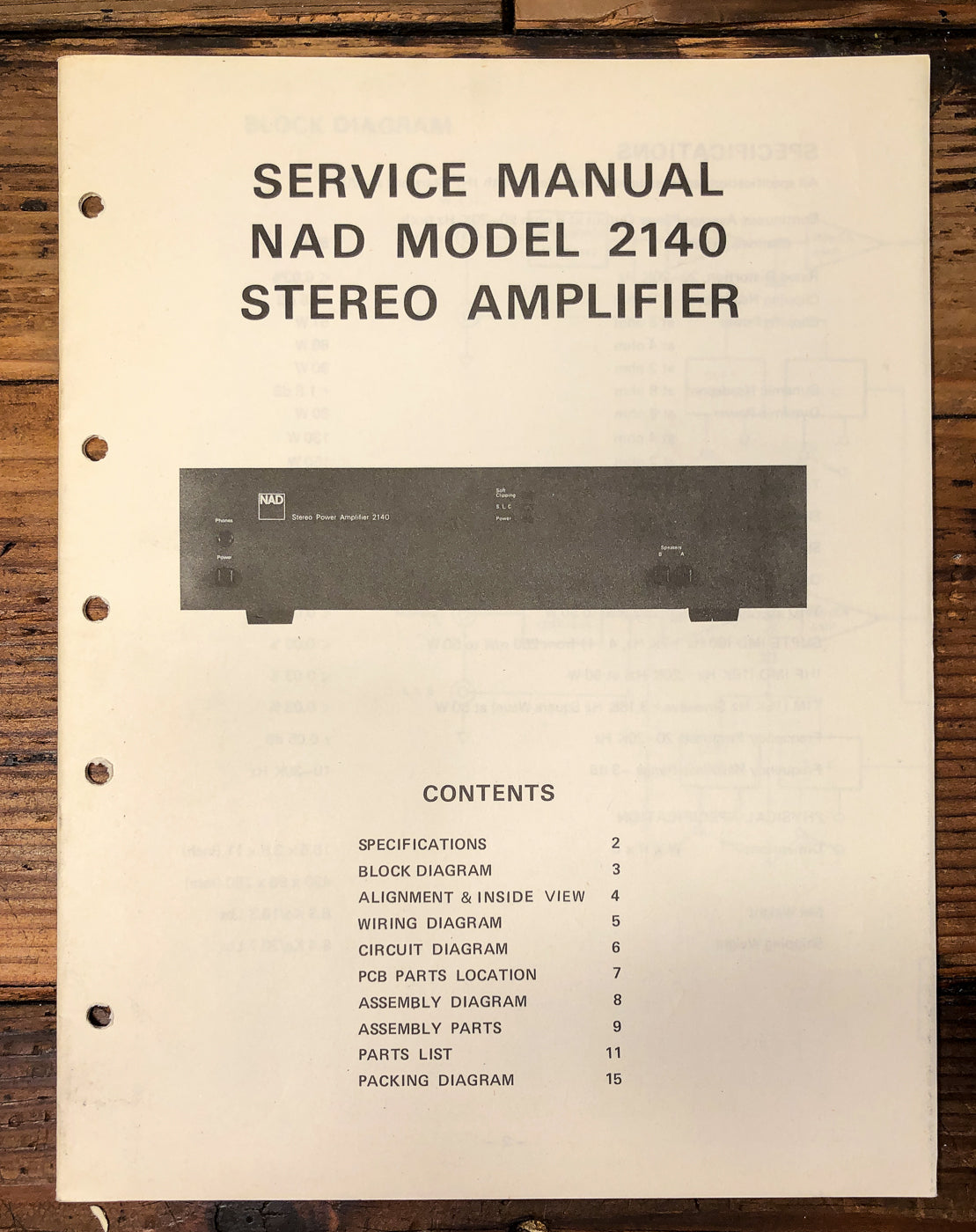 NAD Model 2140 Amplifier Service Manual *Original*