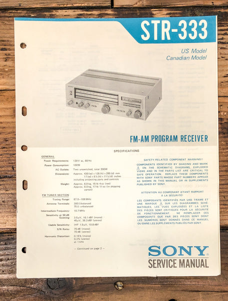 Sony STR-333 Receiver Service Manual *Original*