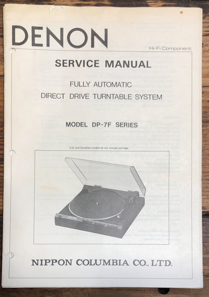 Denon DP-7F Record Player / Turntable Service Manual *Original*