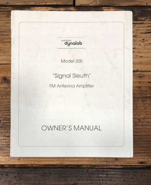 Magnum Dynalab Model 205 Signal Sleuth FM Amp Owners / User Manual *Original*