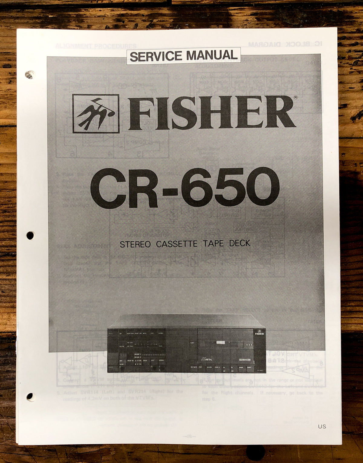 Fisher CR-650 Cassette Deck  Service Manual *Original*