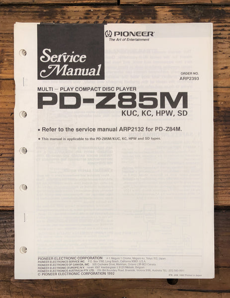 Pioneer PD-Z85M CD Player  Service Manual *Original*