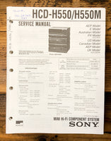 Sony HCD-H550 HCD-H550M Stereo  Service Manual *Original*