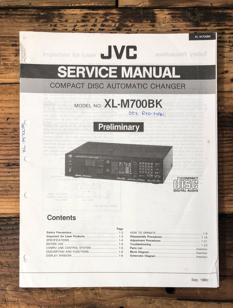 JVC XL-M700 BK CD Player Preliminary Service Manual *Original*