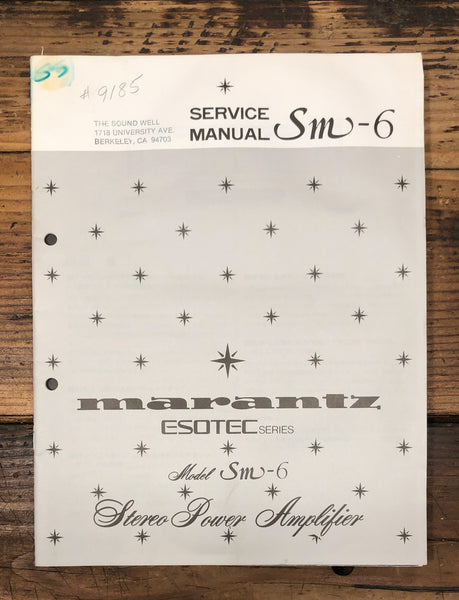 Marantz SM-6 Amplifier  Service Manual *Original*