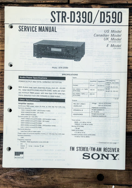 Sony STR-D390 STR-D590 Receiver  Service Manual *Original*