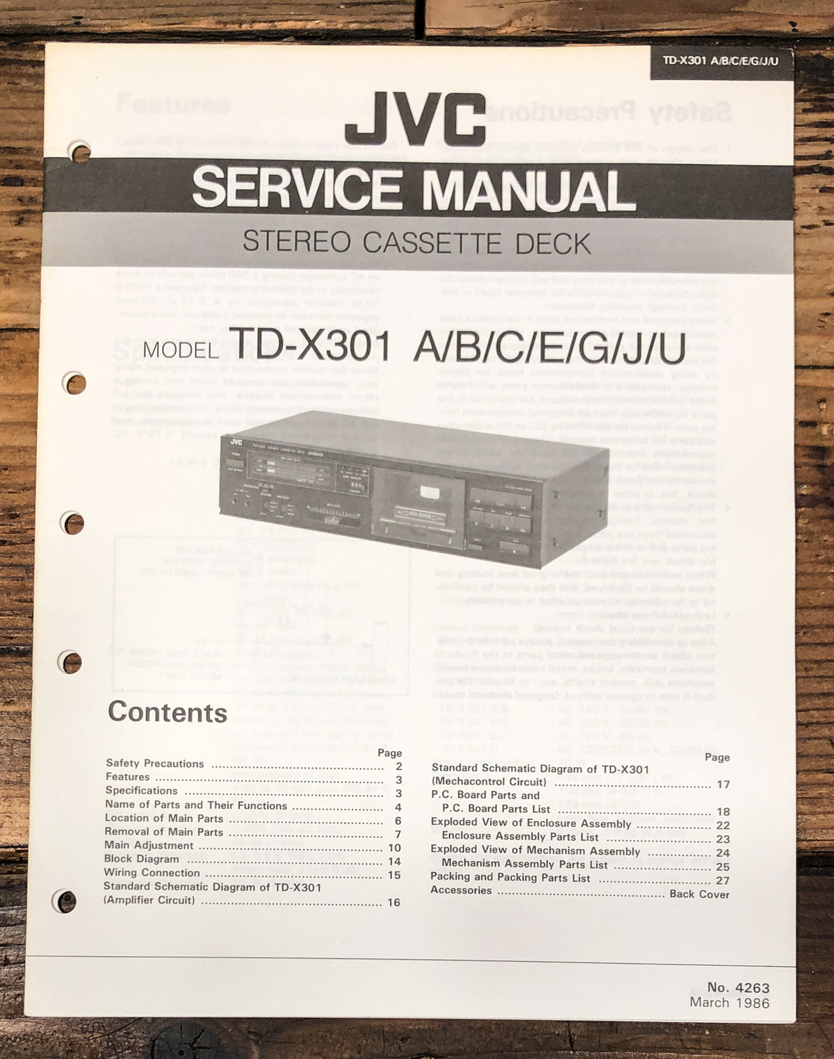 JVC TD-X301 Cassette Service Manual *Original*