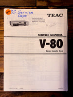 Teac V-80 Cassette  Service Manual *Original*