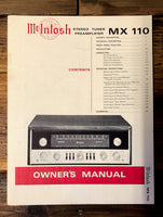 McIntosh MX-110 Preamp / Preamplifier 5 Owner / User Manual *Original*