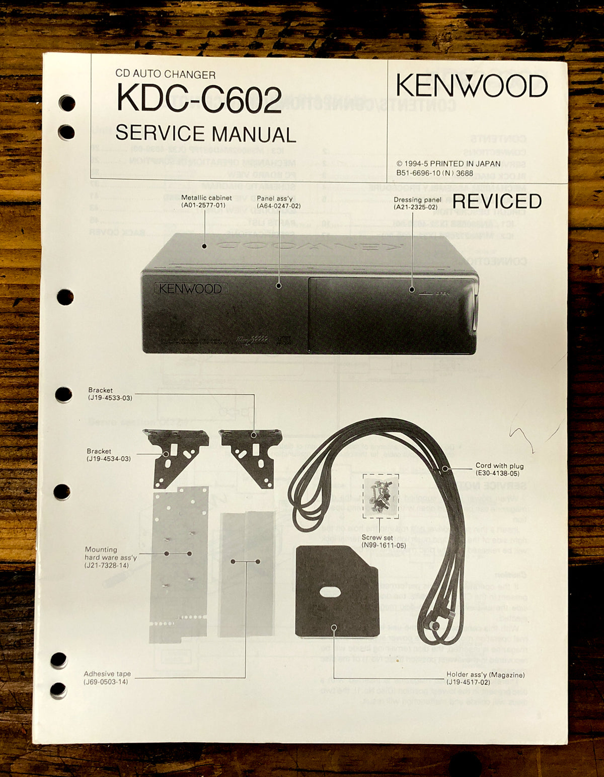 Kenwood KDC-C602 Car Stereo  Service Manual *Original*