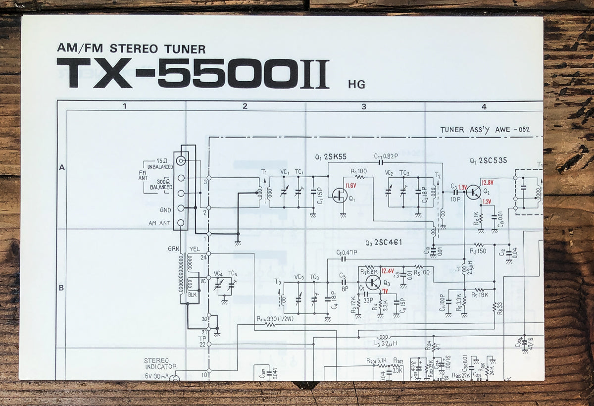 Pioneer TX-5500 MK2 HG Tuner Fold Out Schematic *Original*