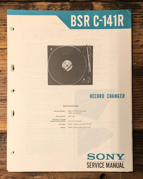 Sony BSR-C-141R Turntable  Service Manual *Original*