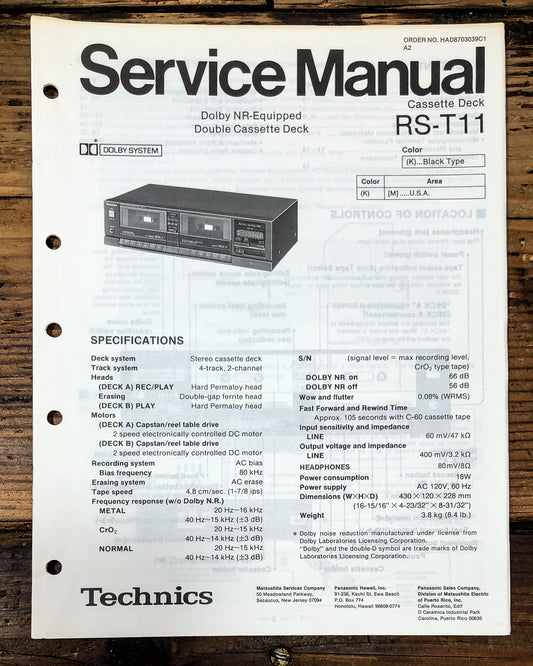 Technics RS-T11 Cassette Service Manual *Original*