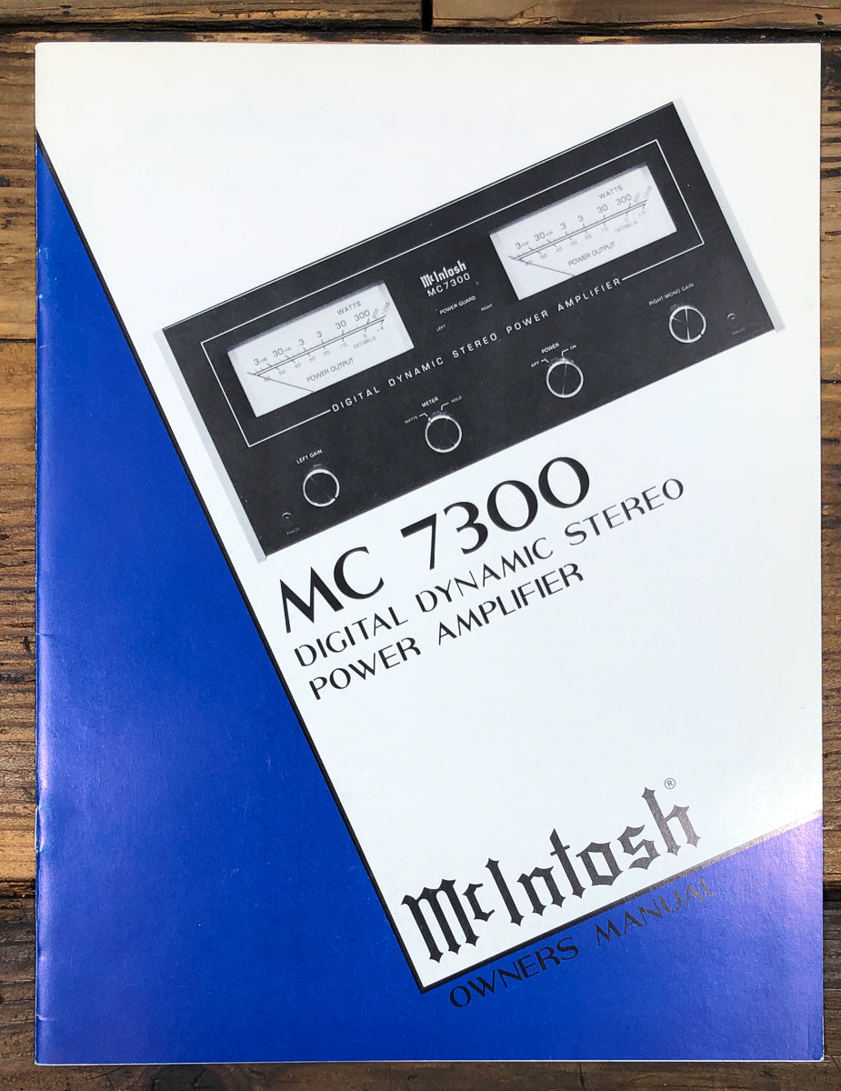 McIntosh MC 7300 MC-7300 Amplifier Owners / User Manual *Original*