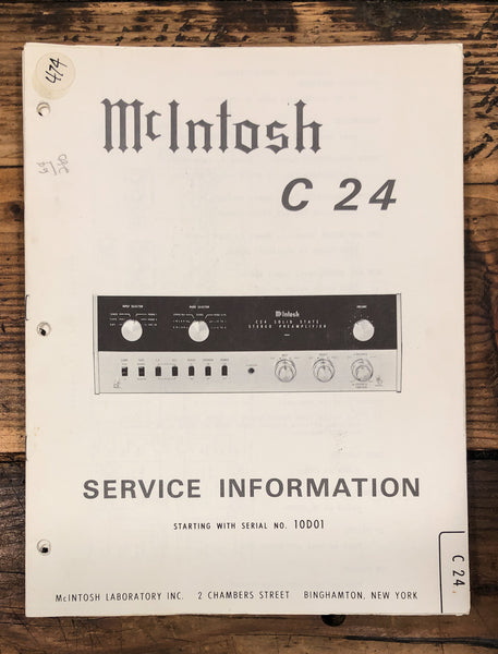 McIntosh C 24 C24 Preamplifier  Service Manual *Original*