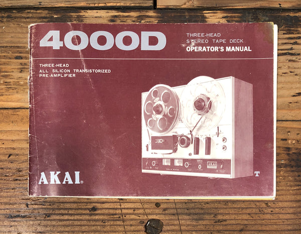 Akai Model 4000D Reel to Reel / Tape Owners / User Manual *Original*
