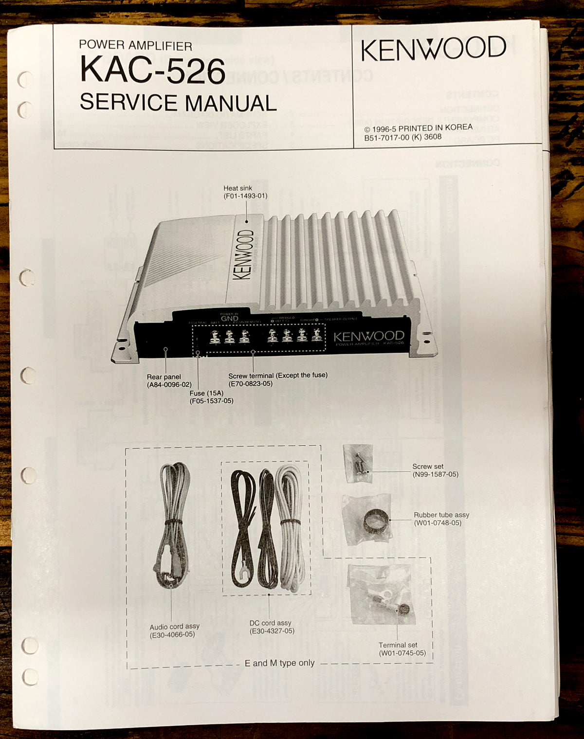 Kenwood KAC-526 Amplifier  Service Manual *Original*