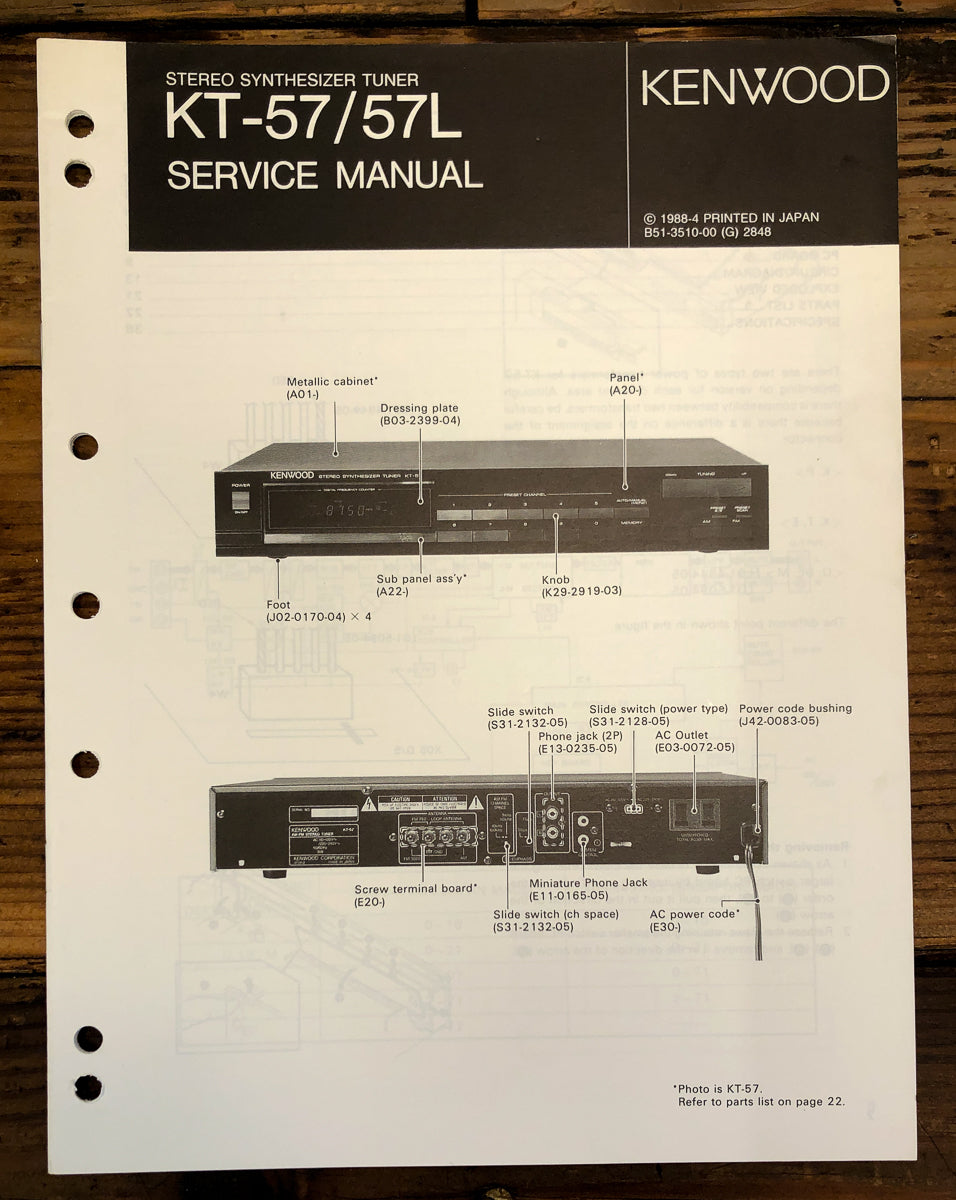 Kenwood KT-57 KT-57L Tuner Service Manual *Original*
