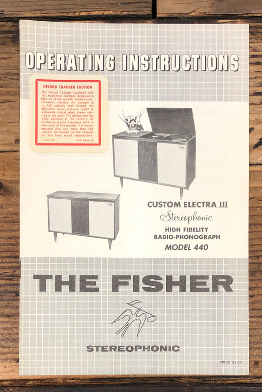 Fisher Custom Electra IIIModel 440 Stereo  Owner / User Manual *Original*