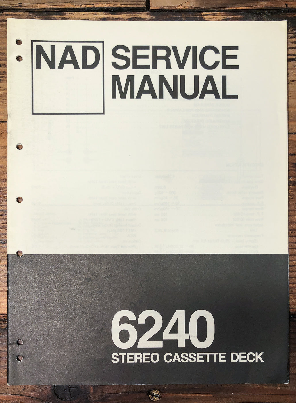 NAD Model 6240 Cassette Deck Service Manual *Original*