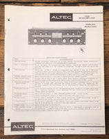 Altec Model 1592B Mixer  Owners & Schematic Manual *ORIGINAL*