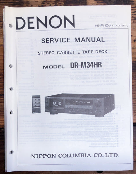 Denon DR-M34HR DR-M34 HR Cassette  Service Manual *Original*